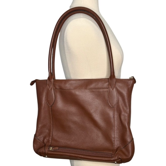 Lodis Sierra Brown Pebbled Leather Tote Travel Carryon Tote - Picture 2 of 10